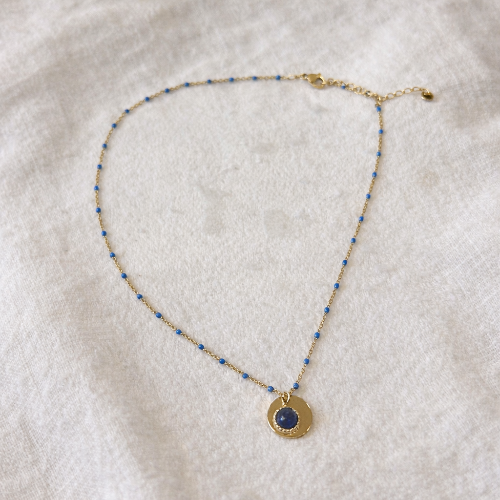 Collier billes et pierre