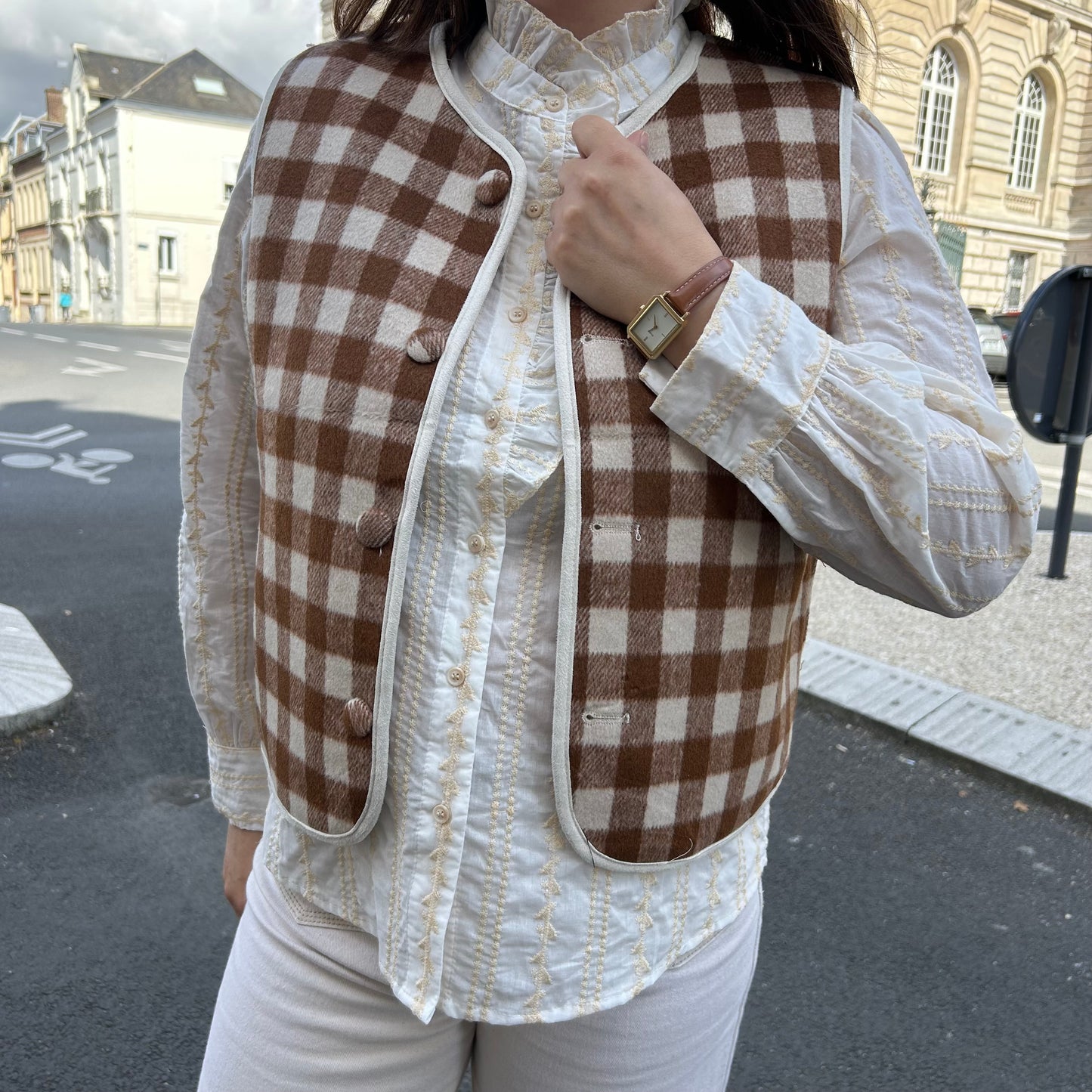 Gilet sans manches vichy réversible