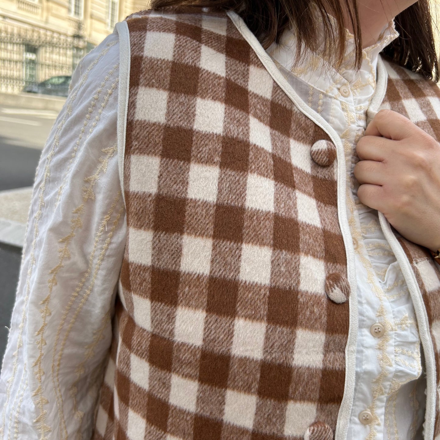Gilet sans manches vichy réversible