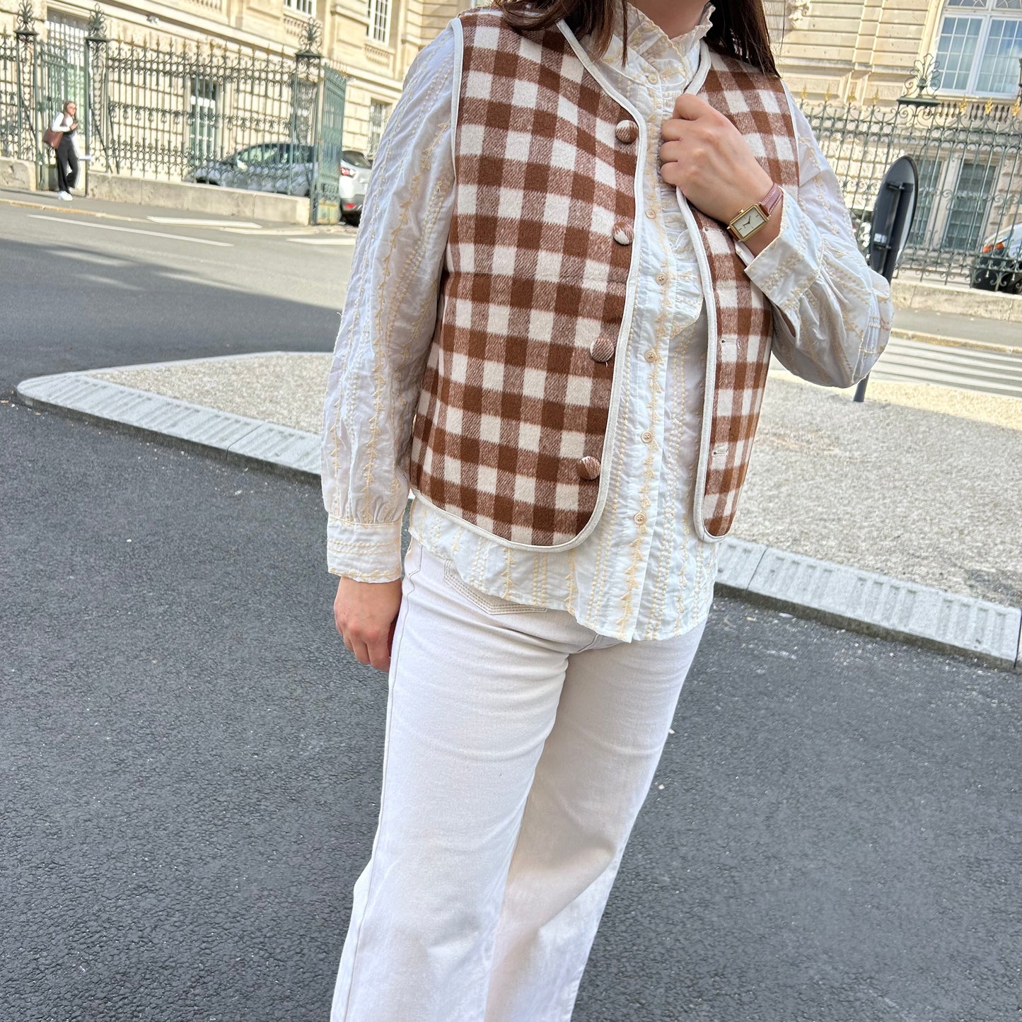 Gilet sans manches vichy réversible