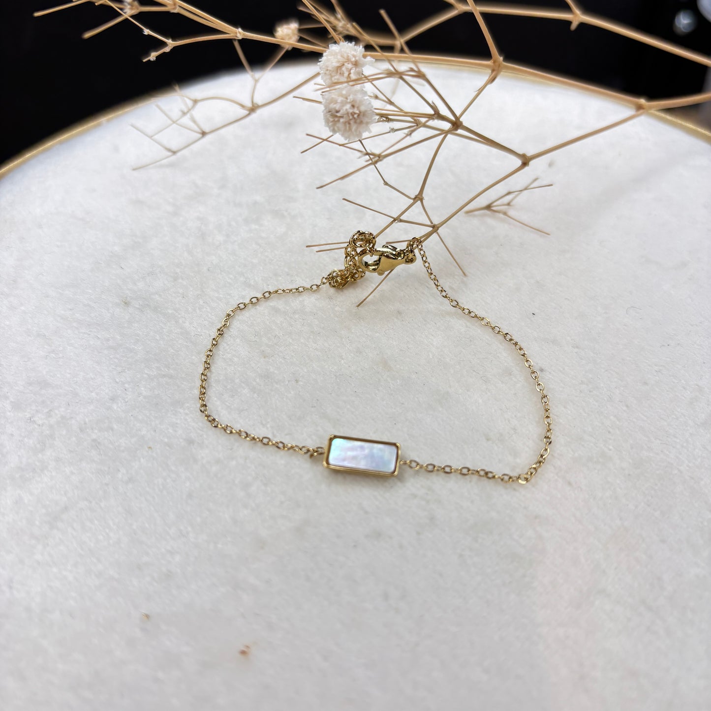 Bracelet nacre sertie rectangle