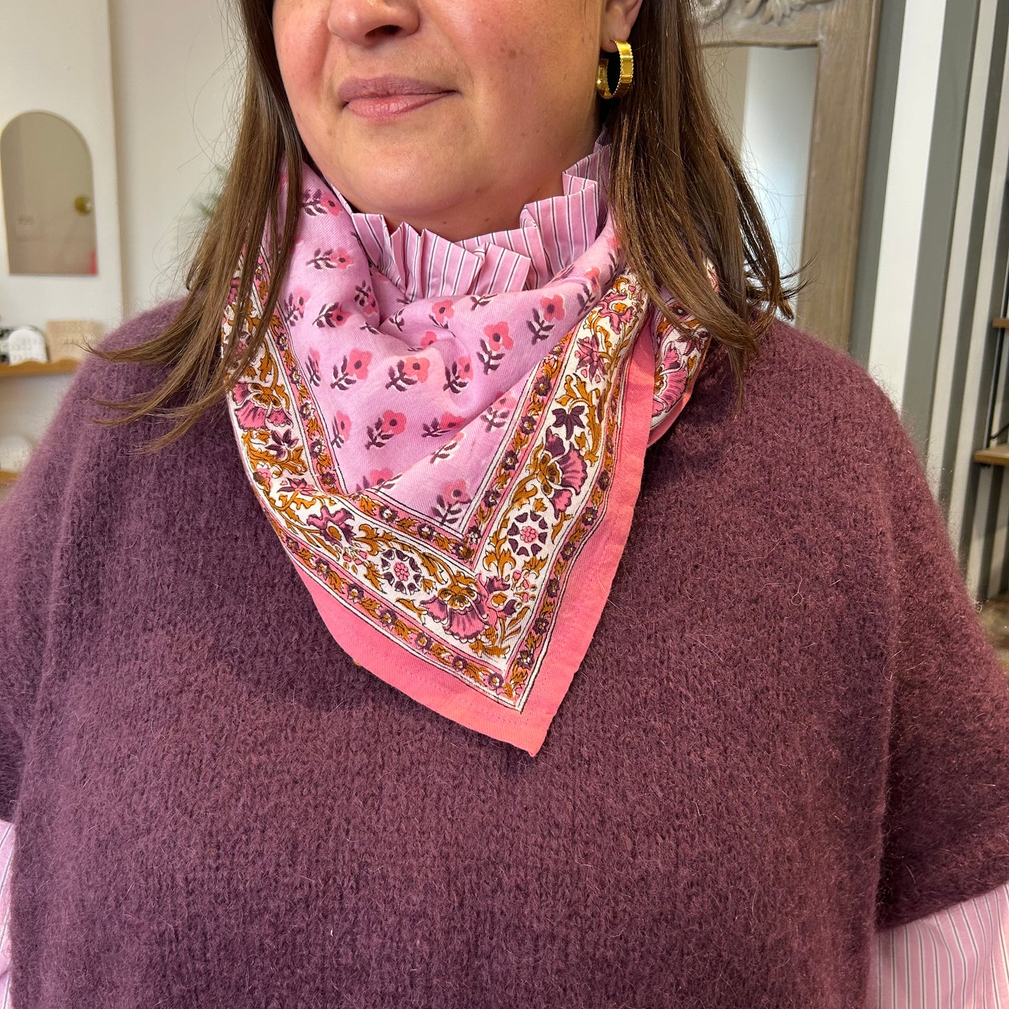 Grand foulard Nika rose