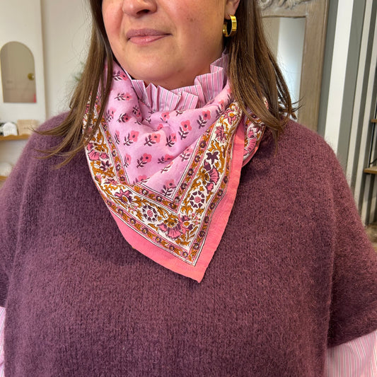 Grand foulard Nika rose