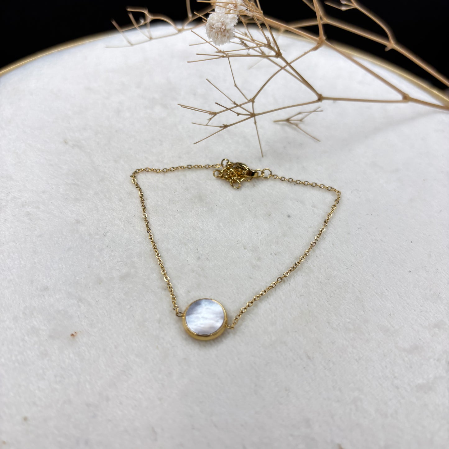 Bracelet nacre sertie ronde