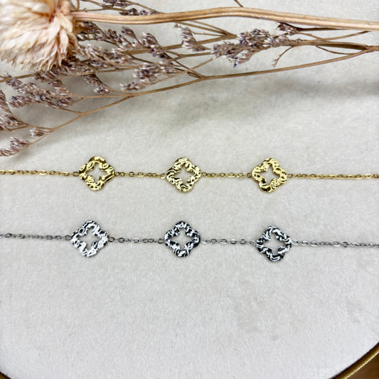 Bracelet trèfles martelés